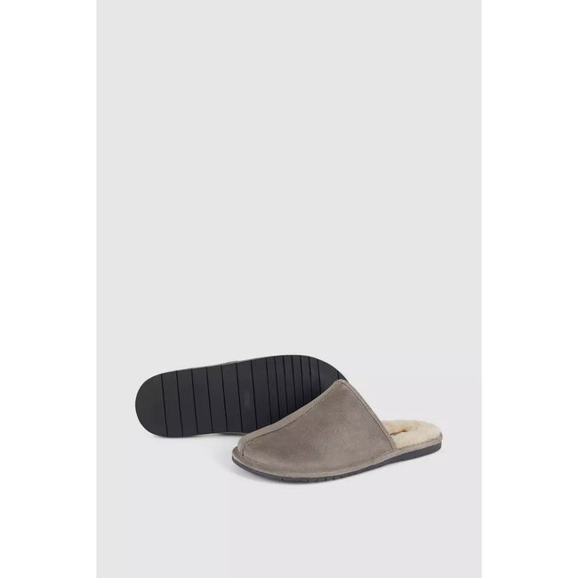 Grey - Back - Debenhams Mens Suede Slippers