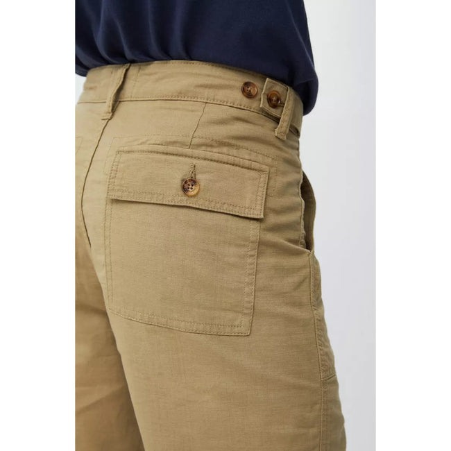 Natural - Side - Mantaray Mens Slub Textured Cargo Shorts