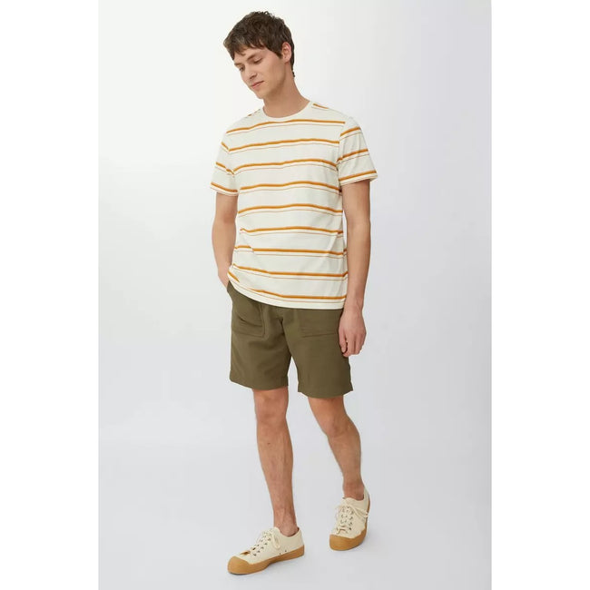 Khaki - Pack Shot - Mantaray Mens Slub Textured Cargo Shorts