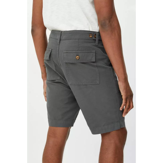 Dark Grey - Back - Mantaray Mens Slub Textured Cargo Shorts