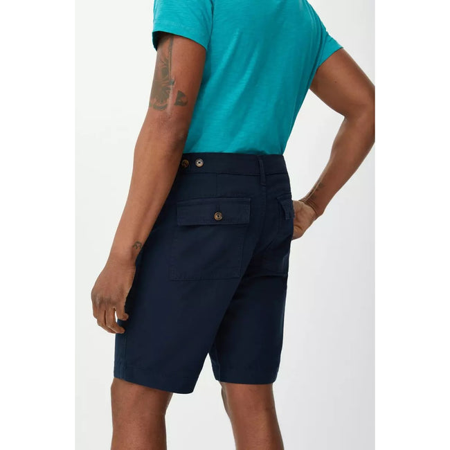 Navy - Back - Mantaray Mens Slub Textured Cargo Shorts
