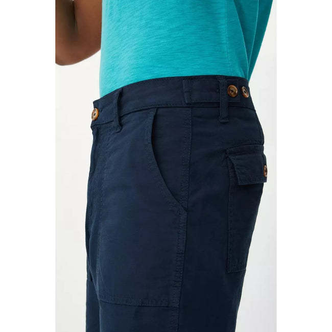 Navy - Side - Mantaray Mens Slub Textured Cargo Shorts