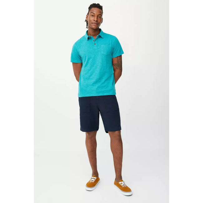 Navy - Pack Shot - Mantaray Mens Slub Textured Cargo Shorts