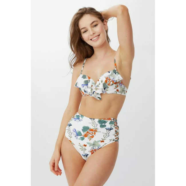 White - Lifestyle - Debenhams Womens-Ladies Floral Underwired Bikini Top