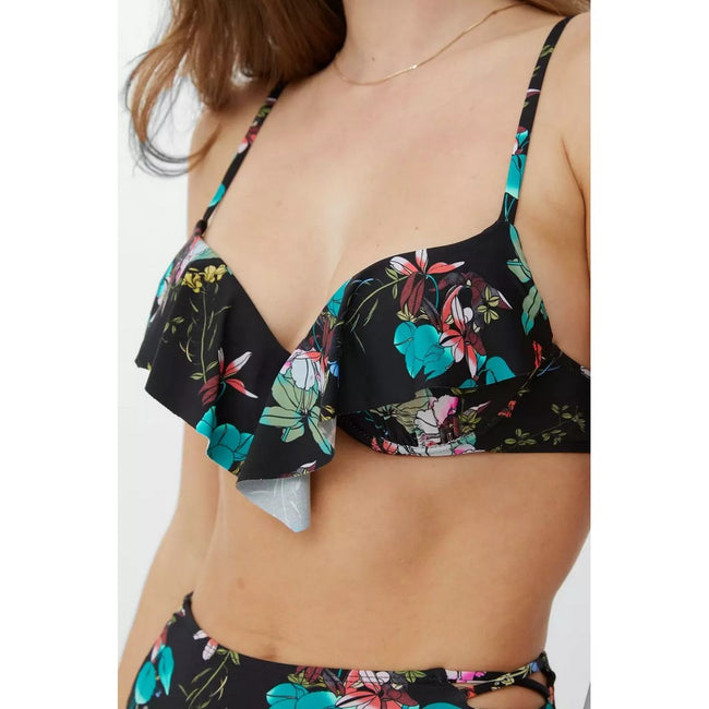 Black - Side - Debenhams Womens-Ladies Floral Underwired Bikini Top