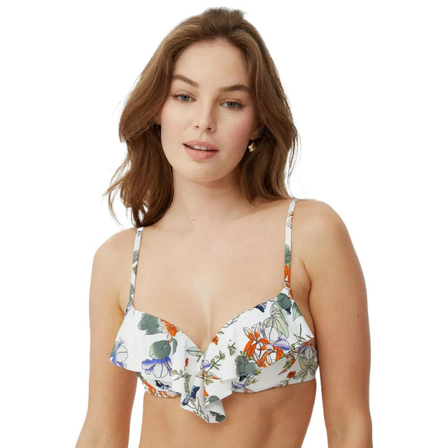 White - Front - Debenhams Womens-Ladies Floral Underwired Bikini Top