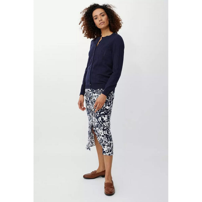 Navy - Pack Shot - Maine Womens-Ladies Floral Button-Down Midi Skirt