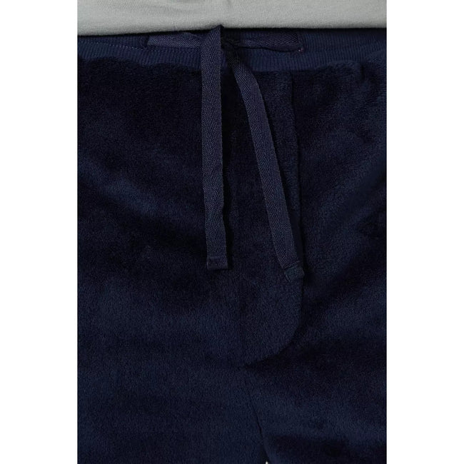 Navy - Side - Debenhams Mens Fleece Cuffed Lounge Pants