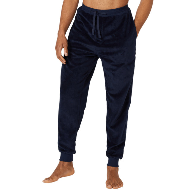 Navy - Front - Debenhams Mens Fleece Cuffed Lounge Pants