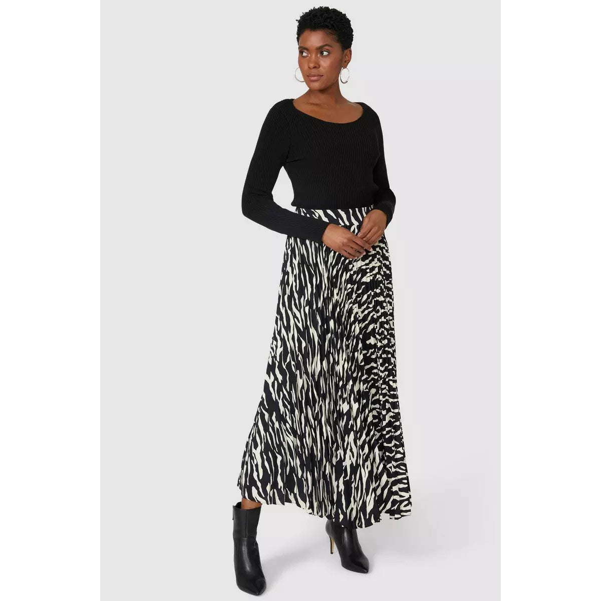 Black - Pack Shot - Debenhams Womens-Ladies Ribbed Scoop Neck Long-Sleeved Top