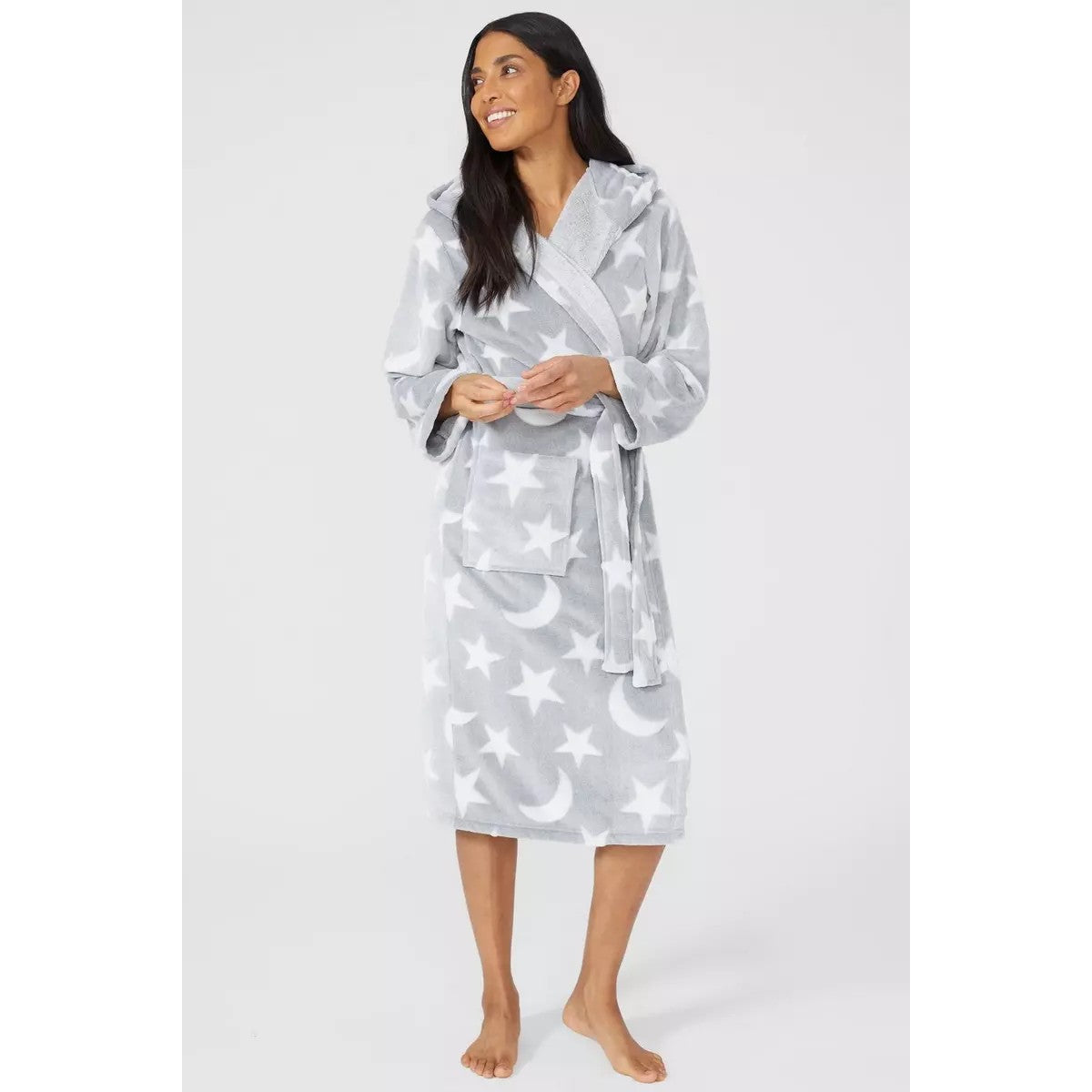 Grey - Lifestyle - Debenhams Womens-Ladies Moon & Stars Robe