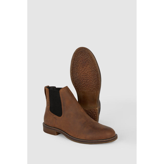 Dark Tan - Side - Mantaray Mens Heritage Leather Chelsea Boots