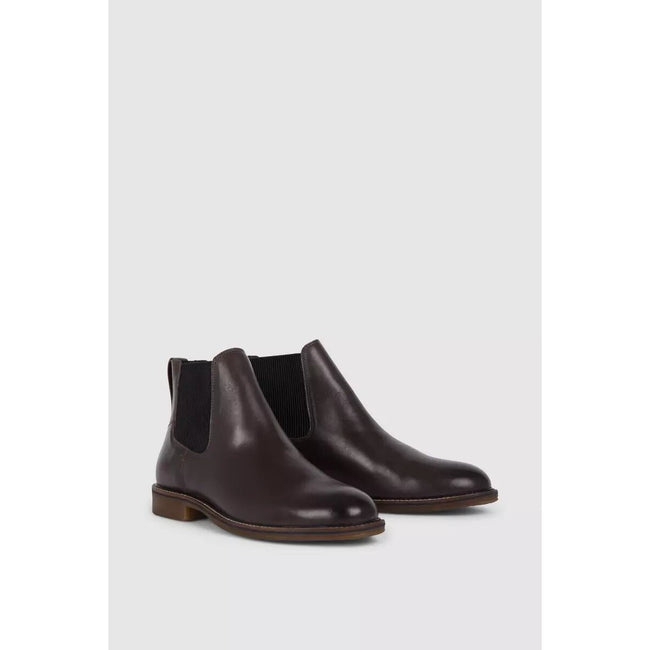 Brown - Back - Mantaray Mens Heritage Leather Chelsea Boots