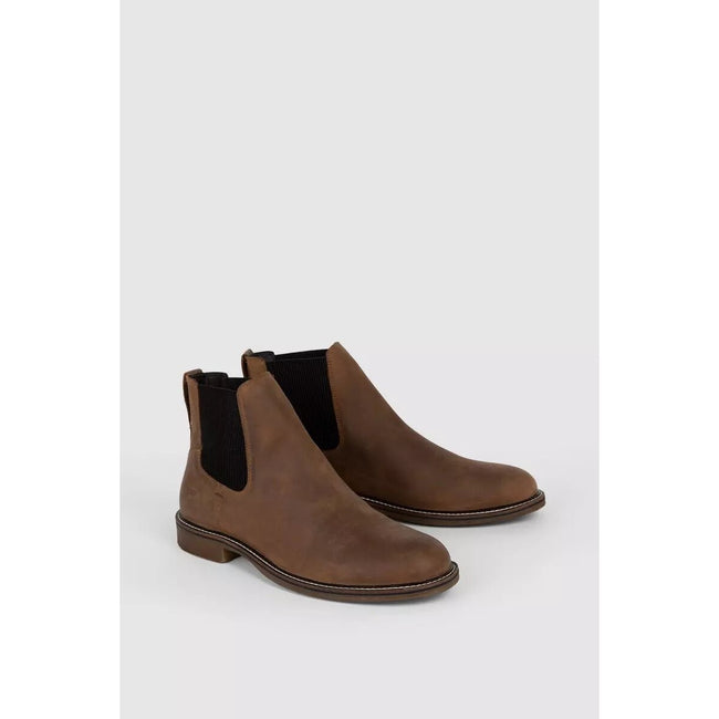 Dark Tan - Back - Mantaray Mens Heritage Leather Chelsea Boots