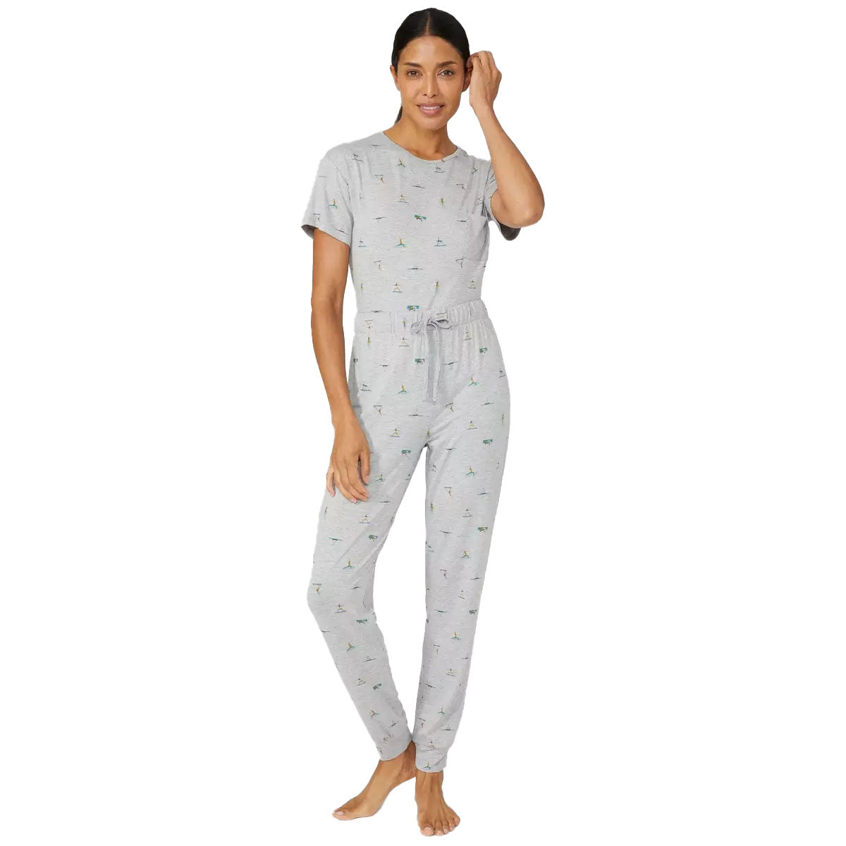 Grey Marl - Side - Debenhams Womens-Ladies Rituals All-Over Print Cuffed Lounge Pants