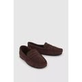 Chocolate - Side - Debenhams Mens Leather Slippers