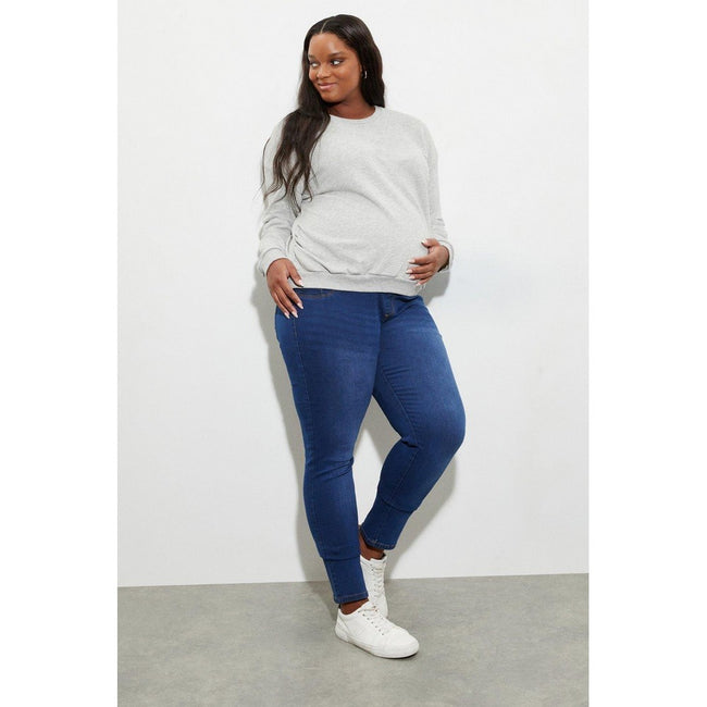 Mid Wash - Side - Dorothy Perkins Womens-Ladies Ellis Skinny Maternity Jeans