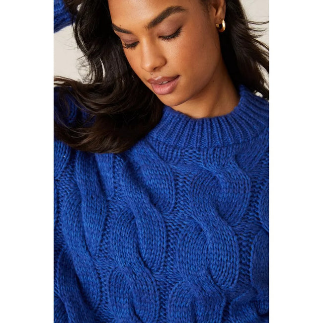 Cobalt Blue - Side - Dorothy Perkins Womens-Ladies Cable Knit Regular Jumper