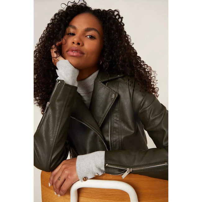 Forest - Lifestyle - Dorothy Perkins Womens-Ladies Faux Leather Biker Jacket