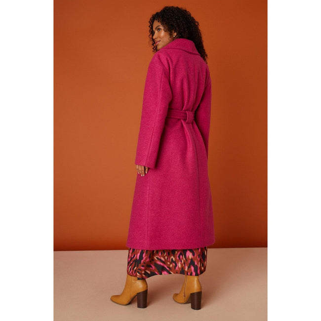 Fuchsia - Back - Dorothy Perkins Womens-Ladies Long Bouclé Wrap Coat