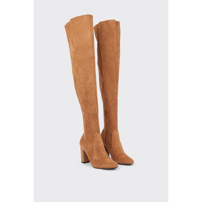 Tan - Back - Faith Womens-Ladies Kent Thigh-High Boots