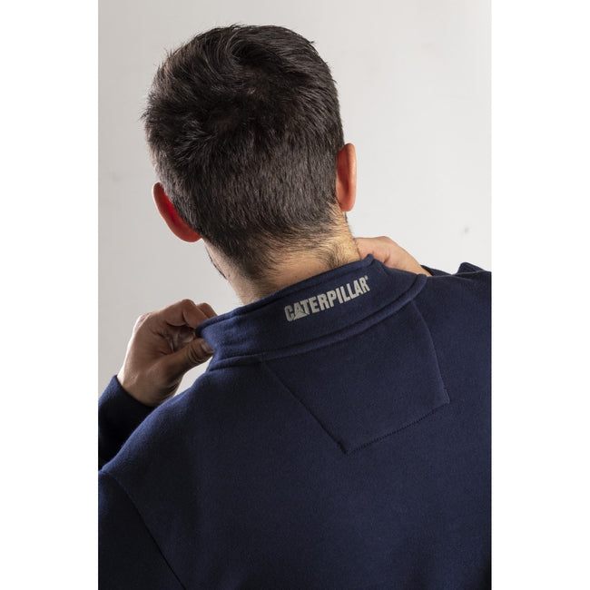 Navy - Close up - Caterpillar Mens Canyon 1-4 Zip Pullover