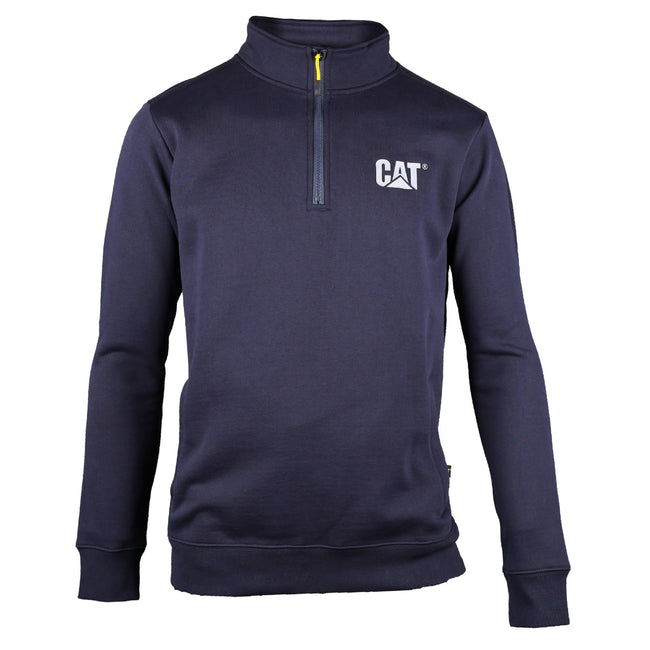 Navy - Front - Caterpillar Mens Canyon 1-4 Zip Pullover