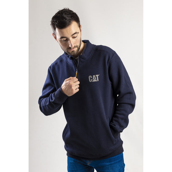 Navy - Back - Caterpillar Mens Canyon 1-4 Zip Pullover