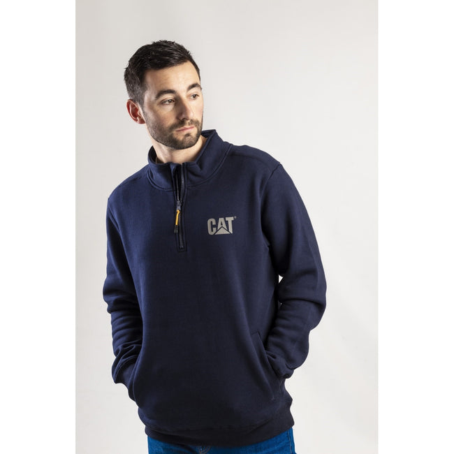 Navy - Lifestyle - Caterpillar Mens Canyon 1-4 Zip Pullover