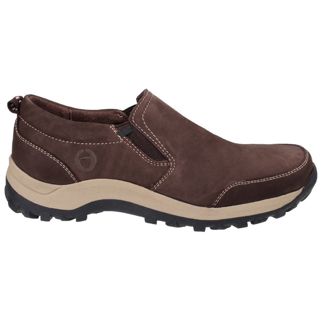 Brown - Back - Cotswold Mens Sheepscombe Slip On Twin Gusset Shoes