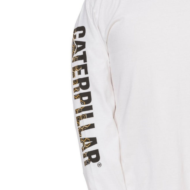 White - Back - Caterpillar Mens Custom Banner T-Shirt