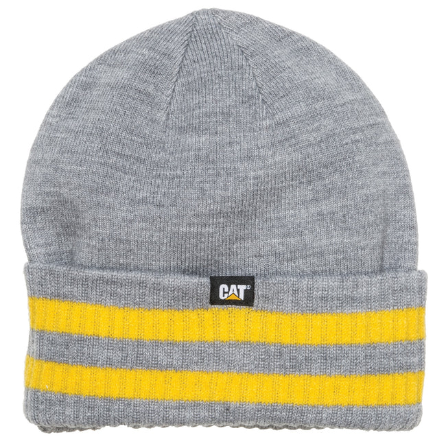 Grey-Yellow - Back - Caterpillar Mens Dillon Beanie