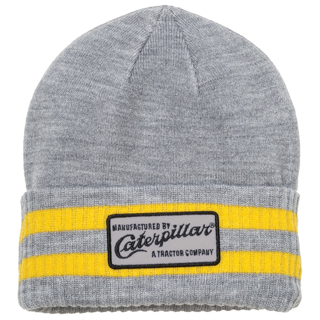 Grey-Yellow - Front - Caterpillar Mens Dillon Beanie