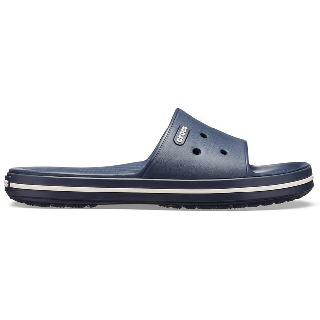 Navy-White - Back - Crocs Womens-Ladies Crocband III Slide Slip On Sandals