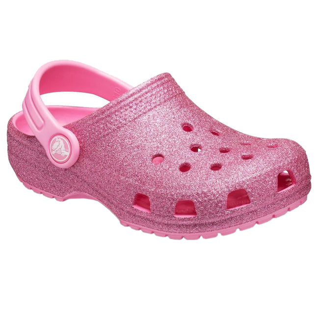 Light Pink - Front - Crocs Childrens-Kids Classic Glitter Slip On Clog