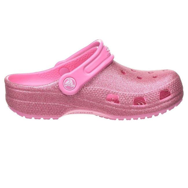 Light Pink - Back - Crocs Childrens-Kids Classic Glitter Slip On Clog