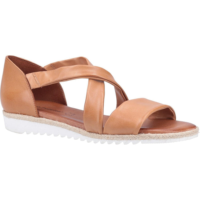 Tan - Front - Hush Puppies Womens-Ladies Gemma Espadrille Leather Wedge Sandals