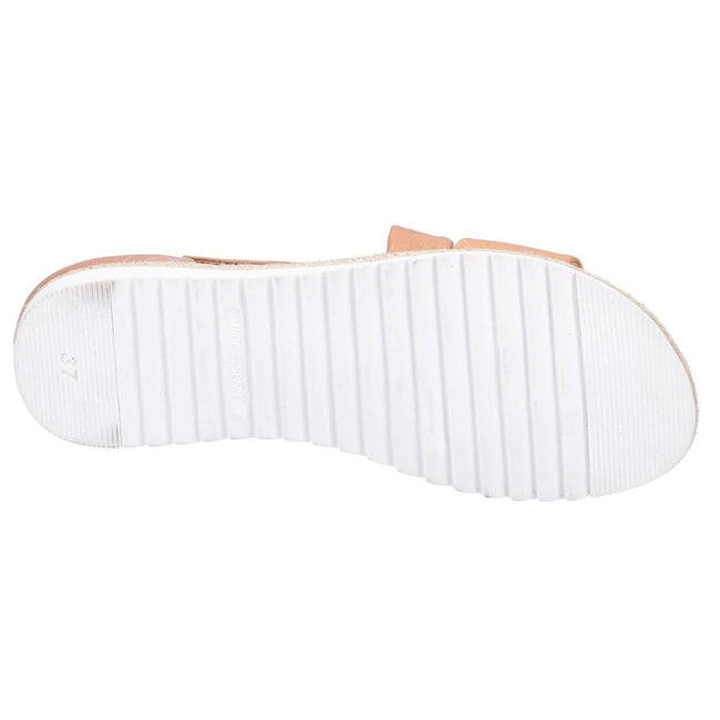 Tan - Lifestyle - Hush Puppies Womens-Ladies Gemma Espadrille Leather Wedge Sandals