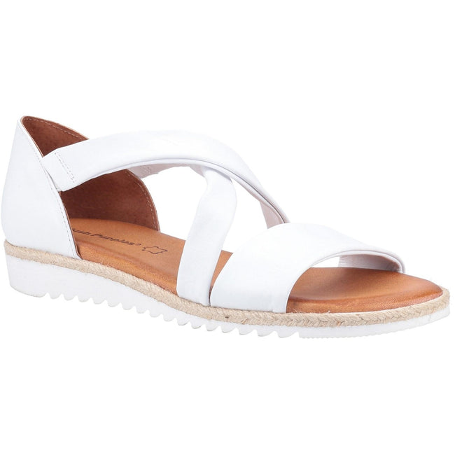 White - Front - Hush Puppies Womens-Ladies Gemma Espadrille Leather Wedge Sandals