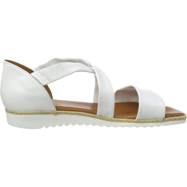 White - Back - Hush Puppies Womens-Ladies Gemma Espadrille Leather Wedge Sandals