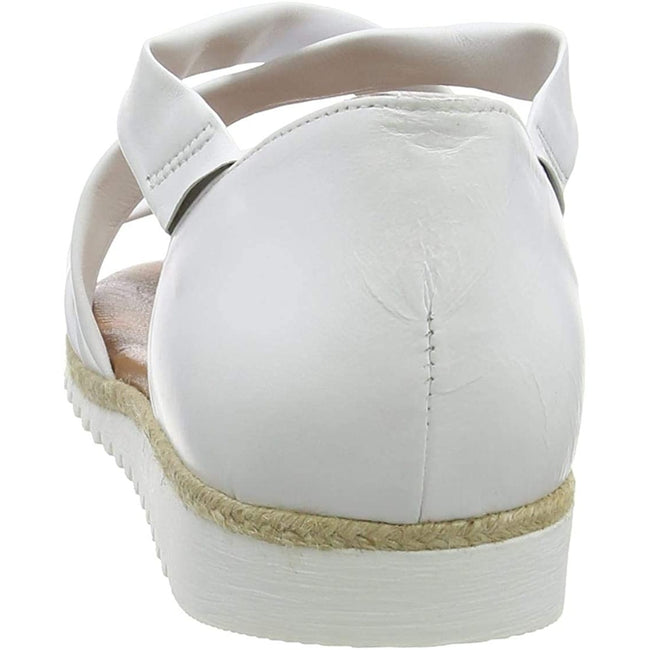 White - Side - Hush Puppies Womens-Ladies Gemma Espadrille Leather Wedge Sandals