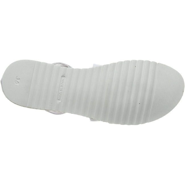 White - Pack Shot - Hush Puppies Womens-Ladies Gemma Espadrille Leather Wedge Sandals