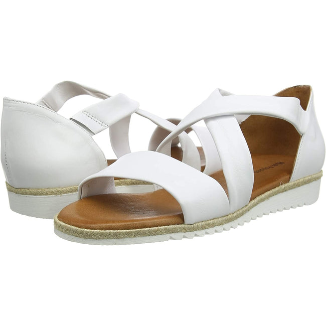 White - Close up - Hush Puppies Womens-Ladies Gemma Espadrille Leather Wedge Sandals