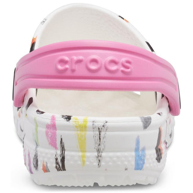 White-Pink - Side - Crocs Childrens-Kids Classic Heart Clogs
