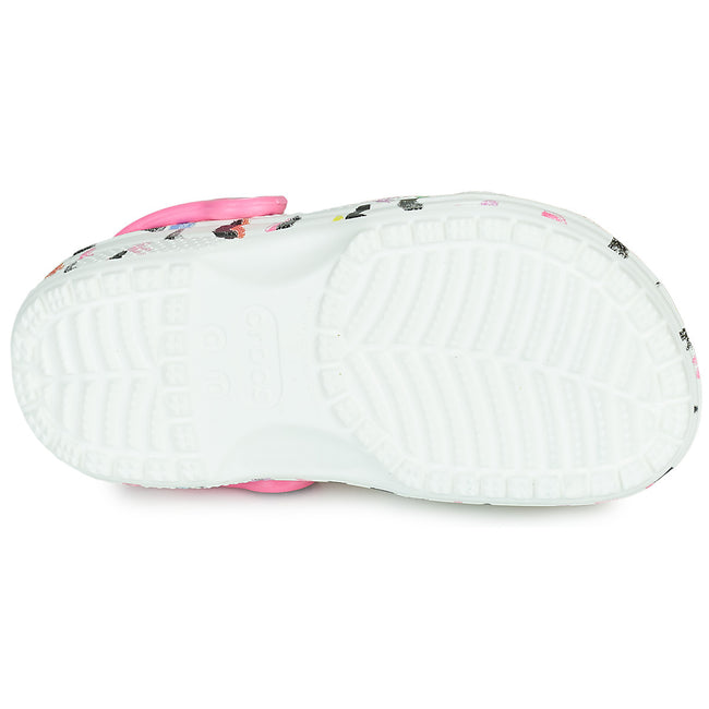 White-Pink - Close up - Crocs Childrens-Kids Classic Heart Clogs
