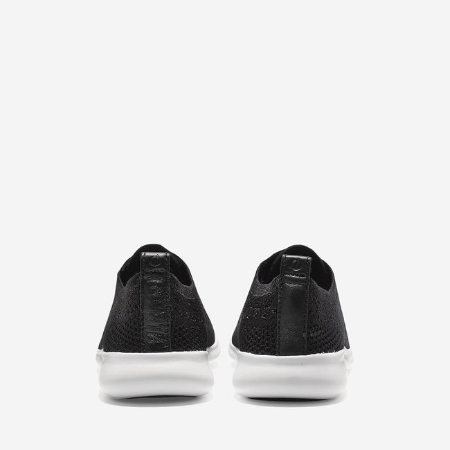 Black-Optic White - Side - Cole Haan Womens-Ladies 2.Zerogrand Leather Trim Stitchlite Oxford Shoes