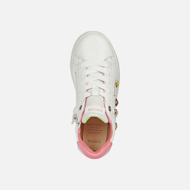 White-Fuchsia - Lifestyle - Geox Girls Rebecca Leather Trainers