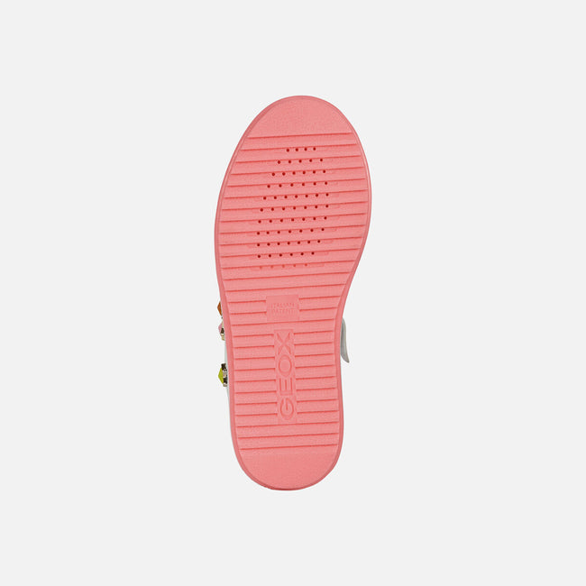 White-Fuchsia - Pack Shot - Geox Girls Rebecca Leather Trainers