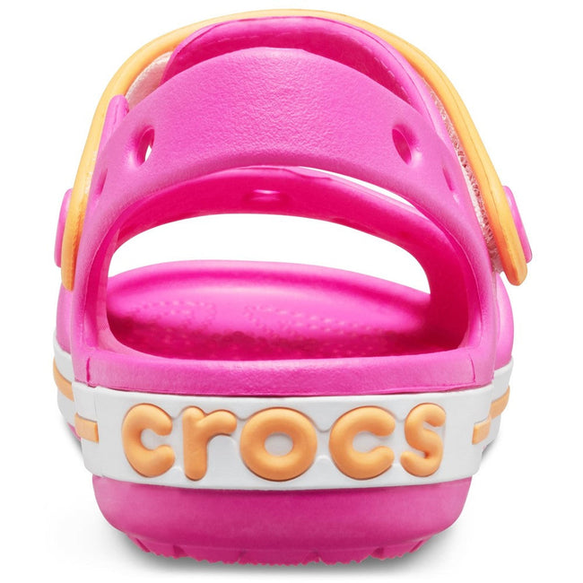 Electric Pink-Cantaloupe - Side - Crocs Childrens-Kids Crocband Sandals