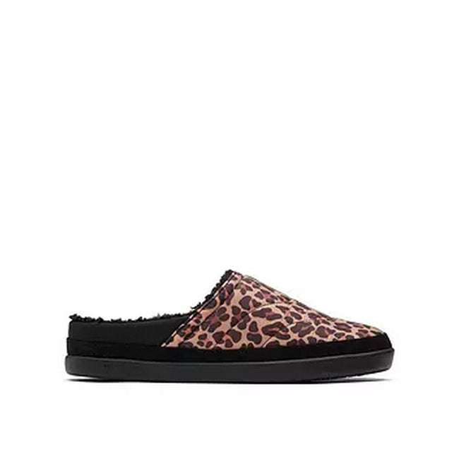 Tan - Pack Shot - Toms Womens-Ladies Classic Leopard Print Slippers